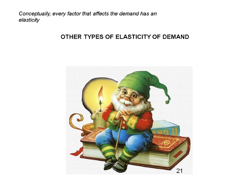 OTHER TYPES OF ELASTICITY OF DEMAND Conceptually, every factor that affects the demand has